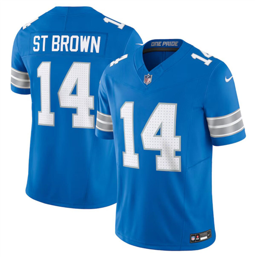 Men's Blue Detroit Lions #14 Amon-Ra St. Brown 2024 F.U.S.E. Vapor Limited Stitched Jersey